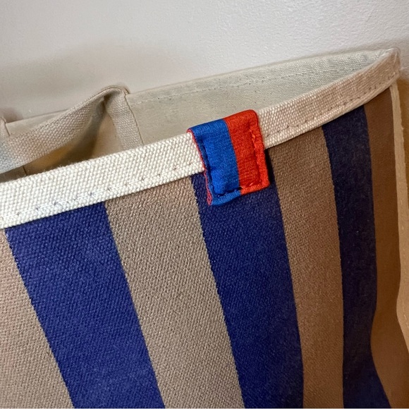 KULE The All Over Striped Tan, Navy Canvas Tote - Picture 7 of 10